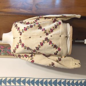 Vintage Allen Lolly wool sweater Nottingham England made in Uruguay Cream Hearts